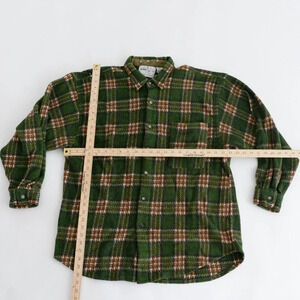 Vintage  90's Raw Materials Green & Brown Checker Print Fleece Button Up Shacket